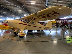 WAAAM's 1949 Piper PA-16 Clipper on display inside the museumm.