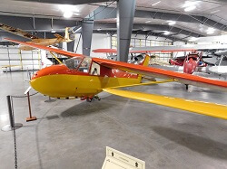 WAAAM's 1969 Schweizer SGS 2-33A on display inside the museum. 