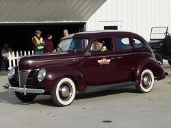 WAAAM's 1940 Ford Deluxe Sedan giving rides during a Second Saturday event.