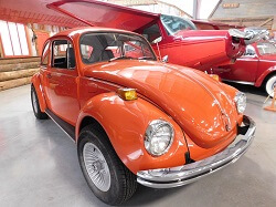 WAAAM's 1971 VW Super Beetle on display at the museum.